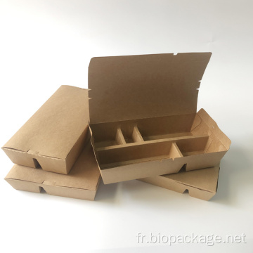 Boîte en papier kraft multi-compartiments